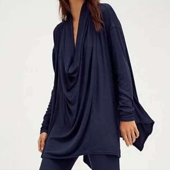 Free People Romy Oversized Cowl Neck Ribbed Tee - Picture 1 of 4